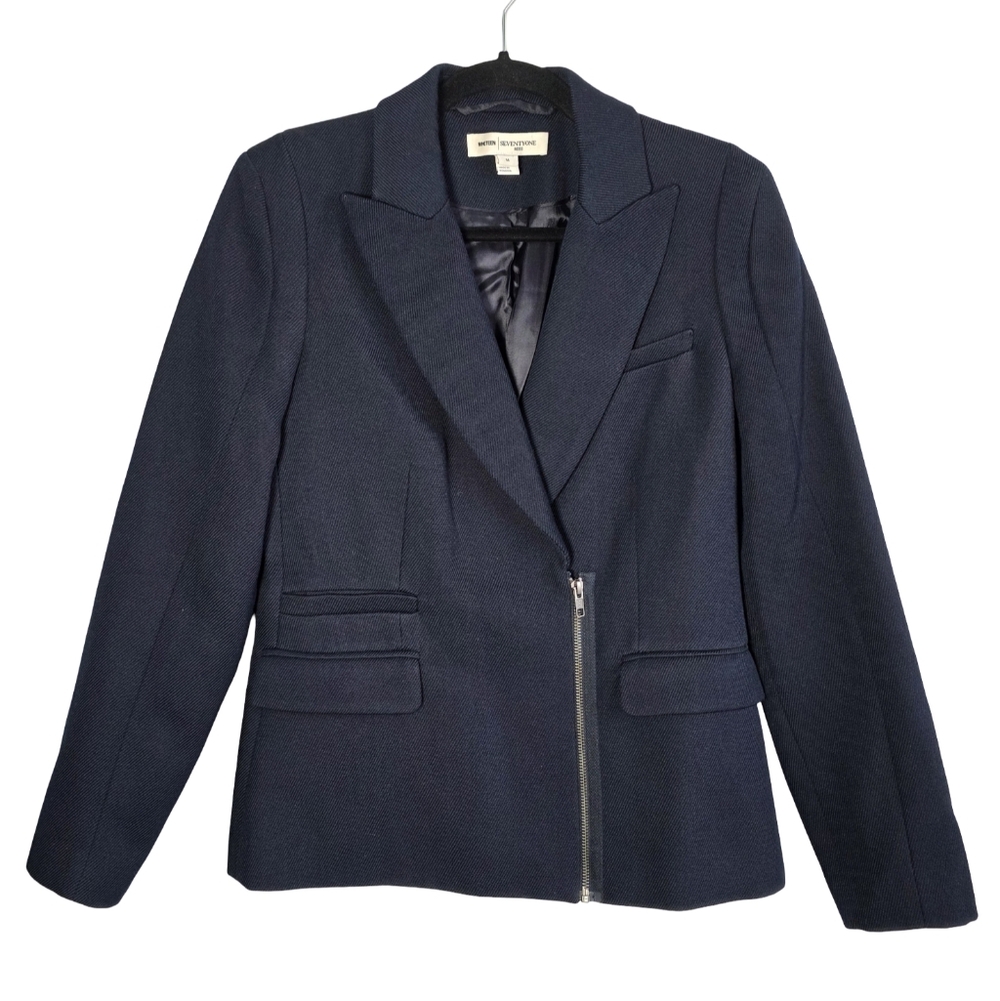 Reiss Nineteen Seventy One Tyler Naby Blue Zip Blazer Office Luxury Sz M
